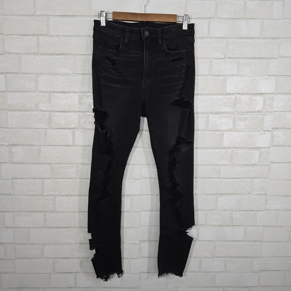 AEO super high rise distressed jeggings